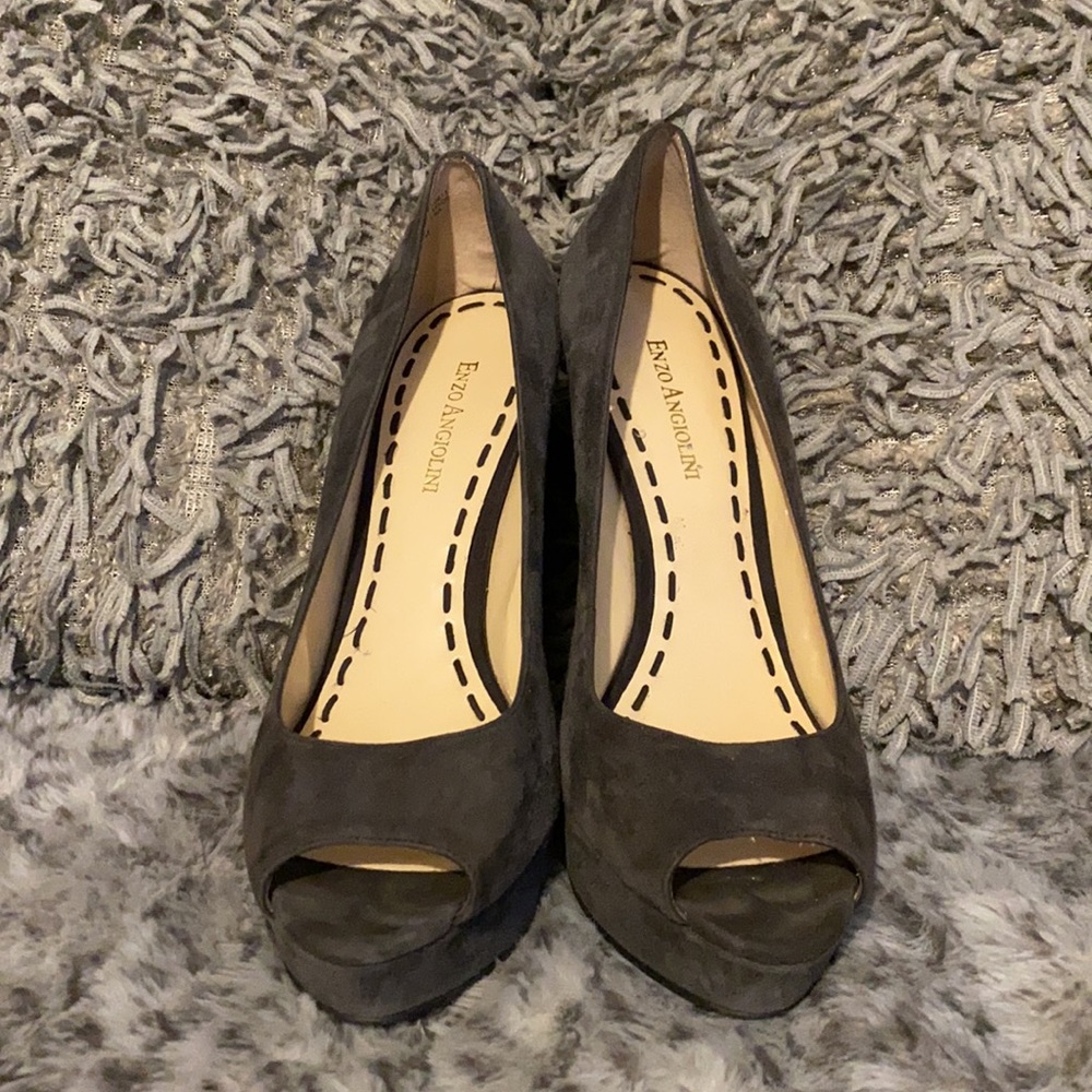Enzo Angliolini Grey Suede Platform Open Toe Stil… - image 3